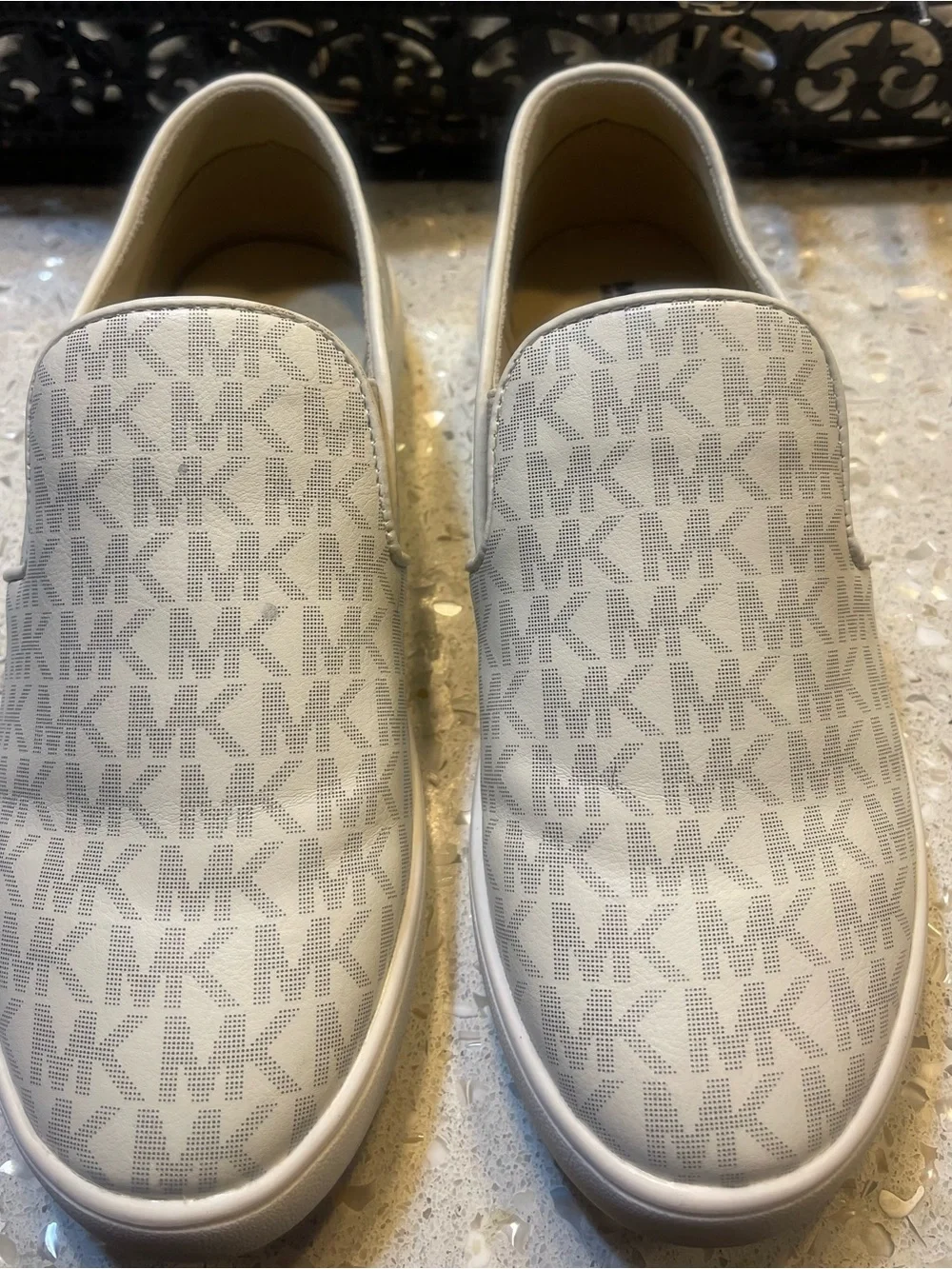Michael Kors Cream Slip-On Sneakers with MK Monogram 3